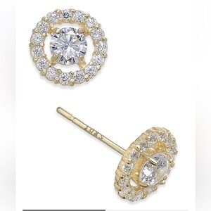 Macys Flower Cluster Cubic Zirconia Stud Earrings in 10K Gold